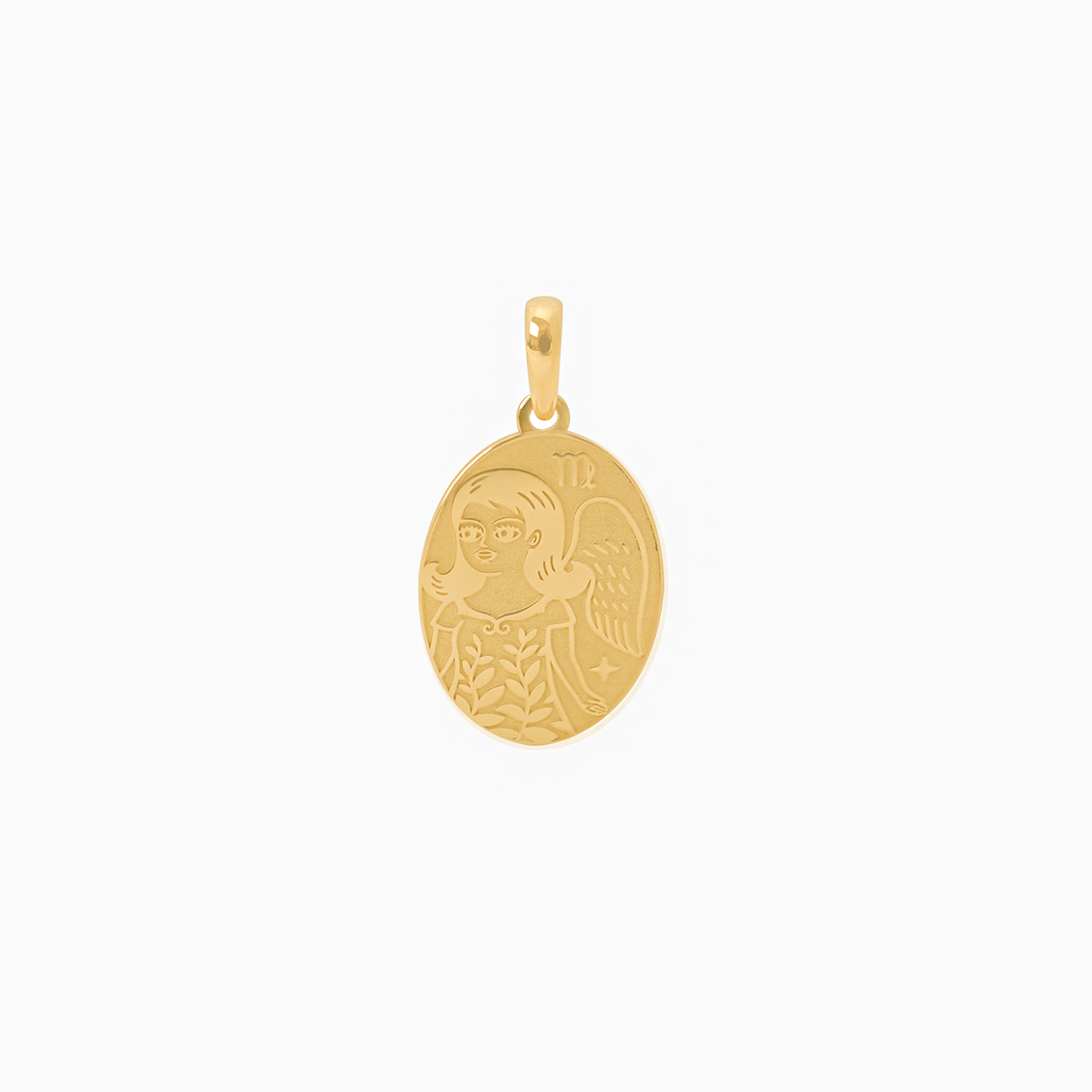 Dije en oro amarillo de 18K placa oval del signo Virgo