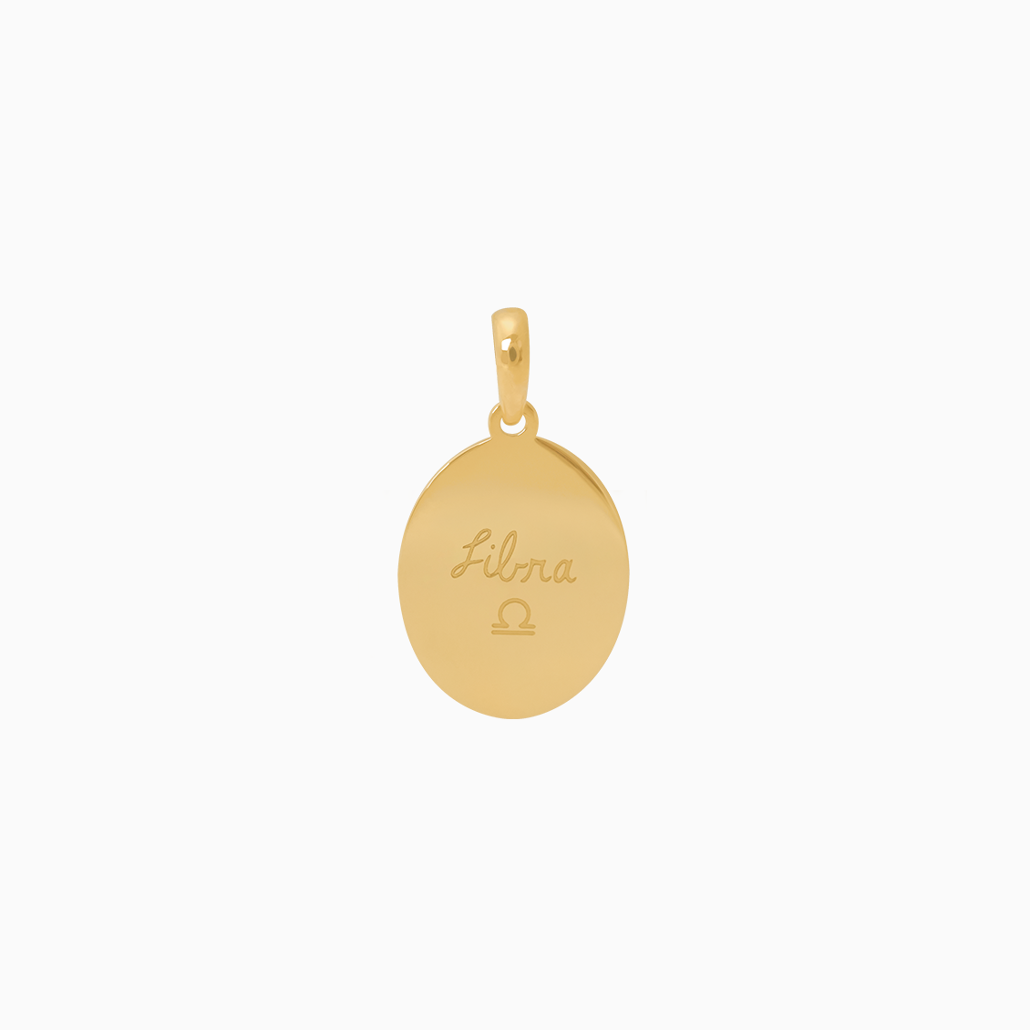 Dije en oro amarillo de 18K placa oval del signo Libra