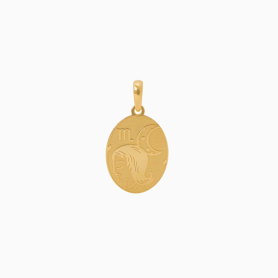 Dije en oro amarillo de 18K placa oval del signo Escorpio