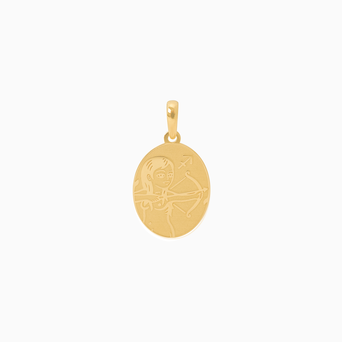 Dije en oro amarillo de 18K placa oval del signo Sagitario