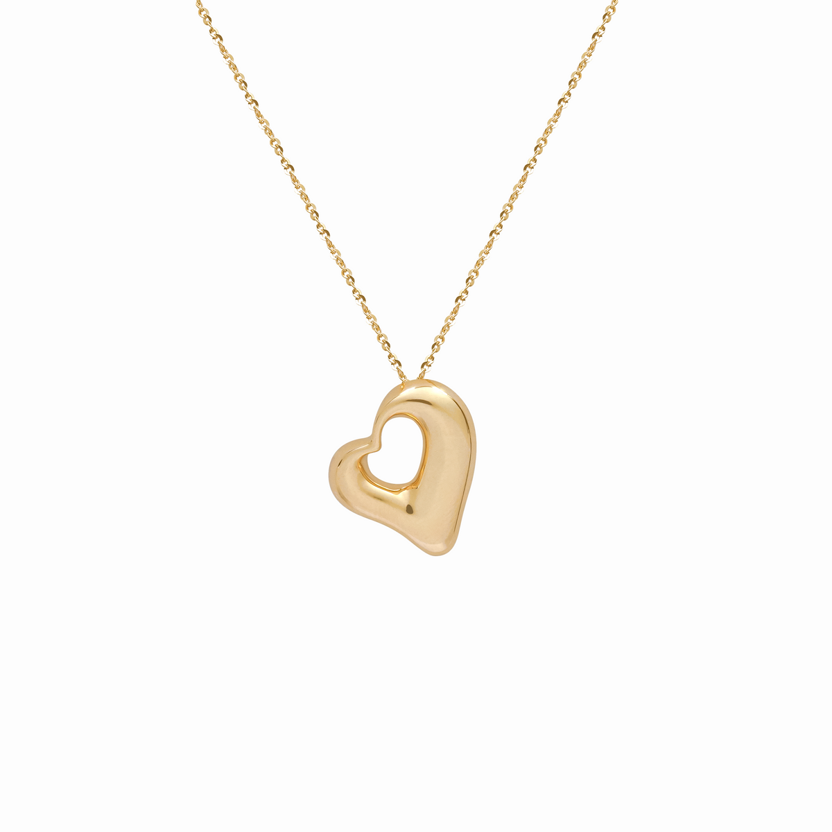 Dije en oro amarillo 18K Molten Heart bombeado con pasacadena