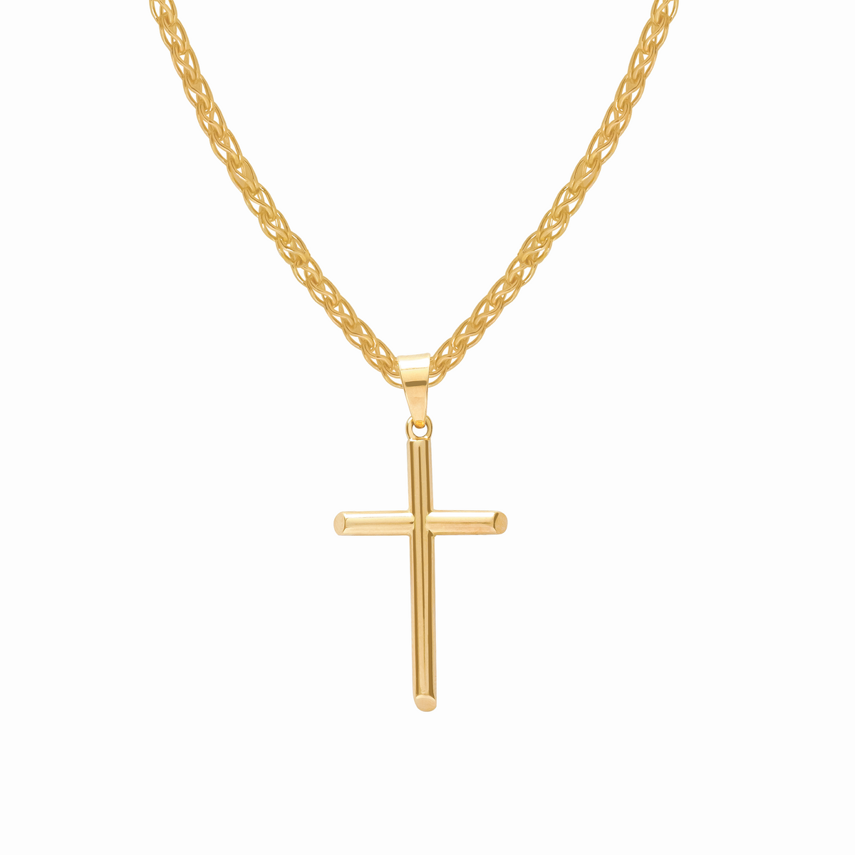 Dije en oro amarillo 18K modelo tubular orchavada