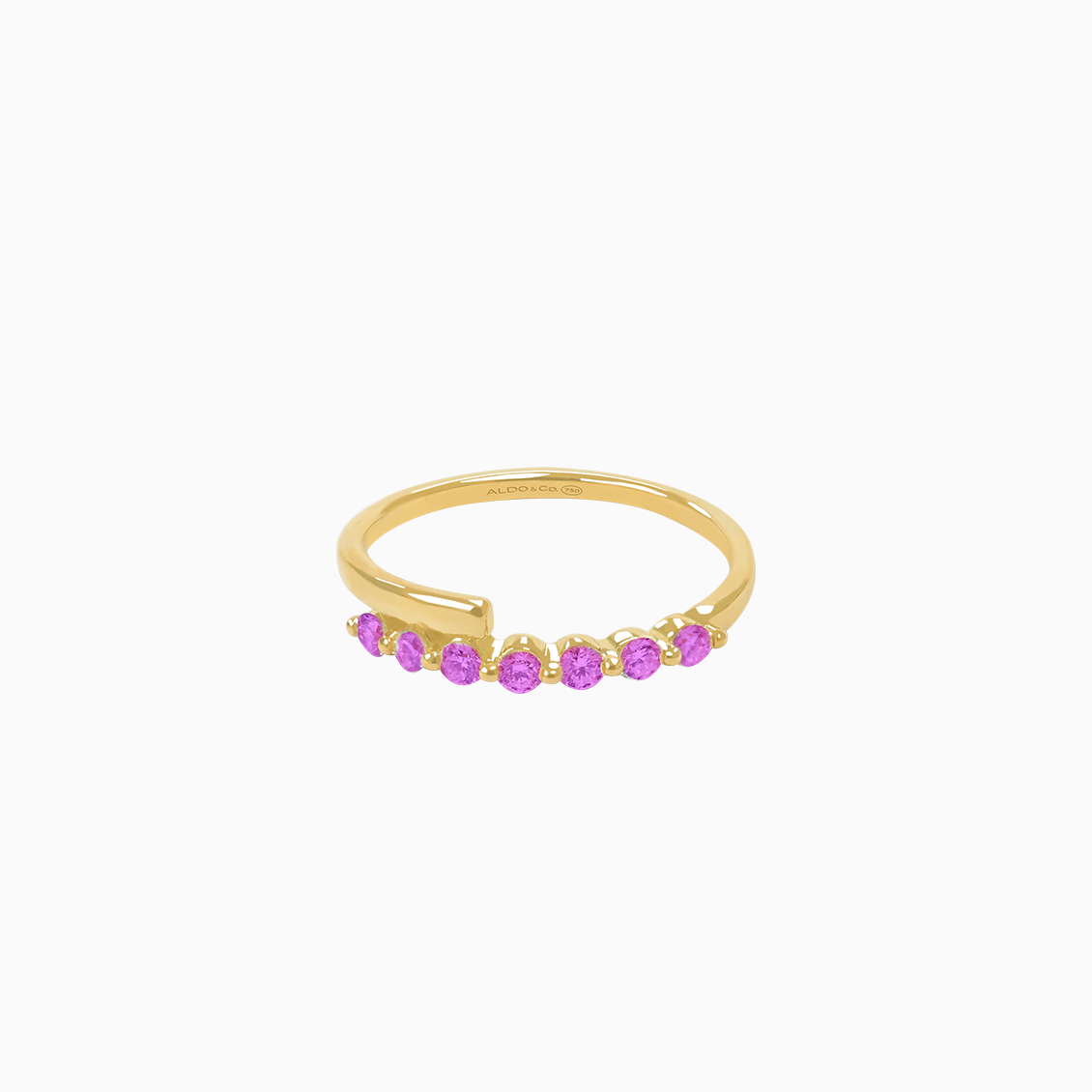 Anillo oro amarillo 18K con zafiros violetas