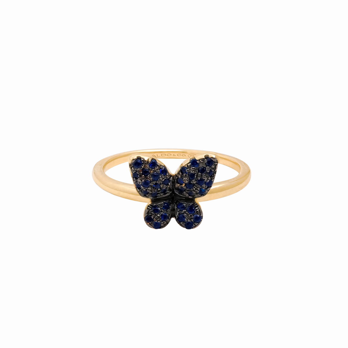 Anillo en oro amarillo de 18K con zafiros 0.20 ct con rodio negro