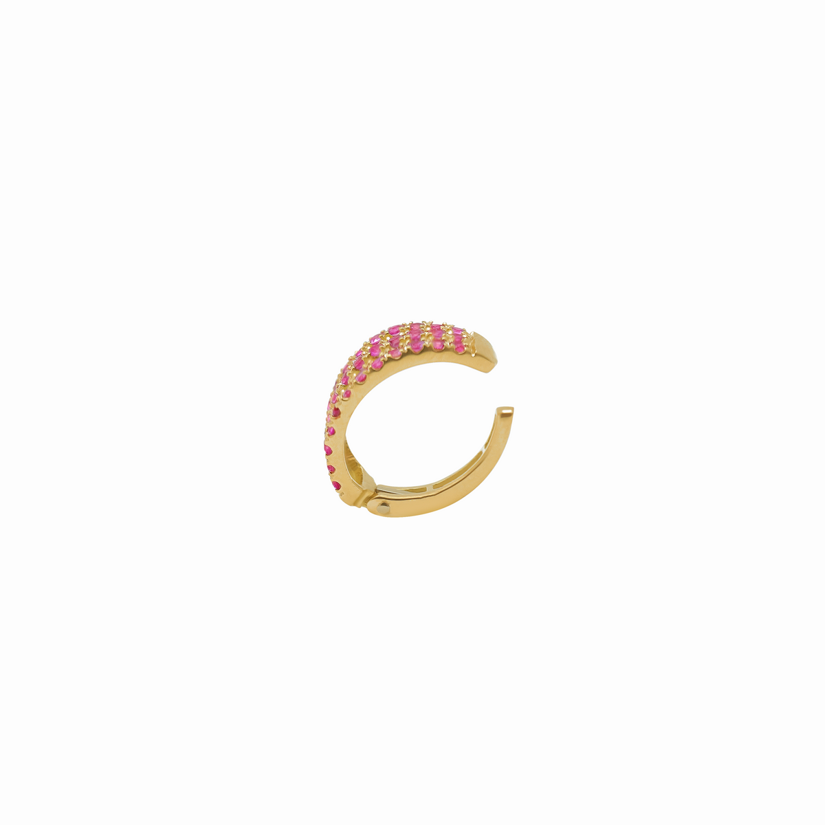 Arete piercing 3 hileras con zafiros rosados