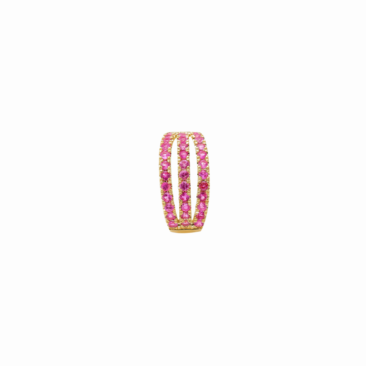 Arete piercing 3 hileras con zafiros rosados
