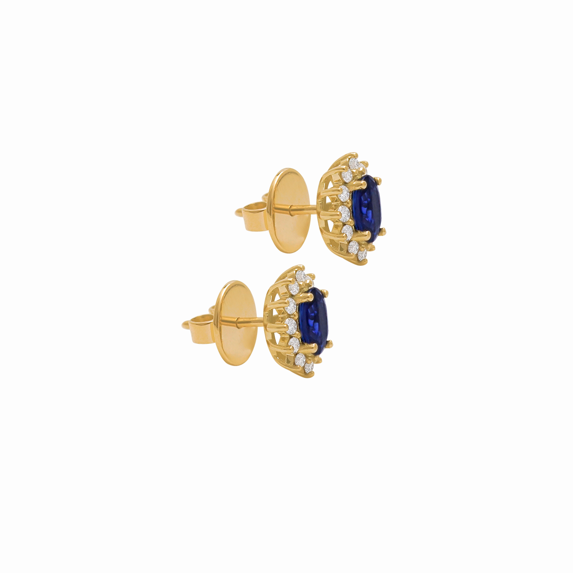 Aretes en oro amarillo Lady Di. con zafiros y brillantes