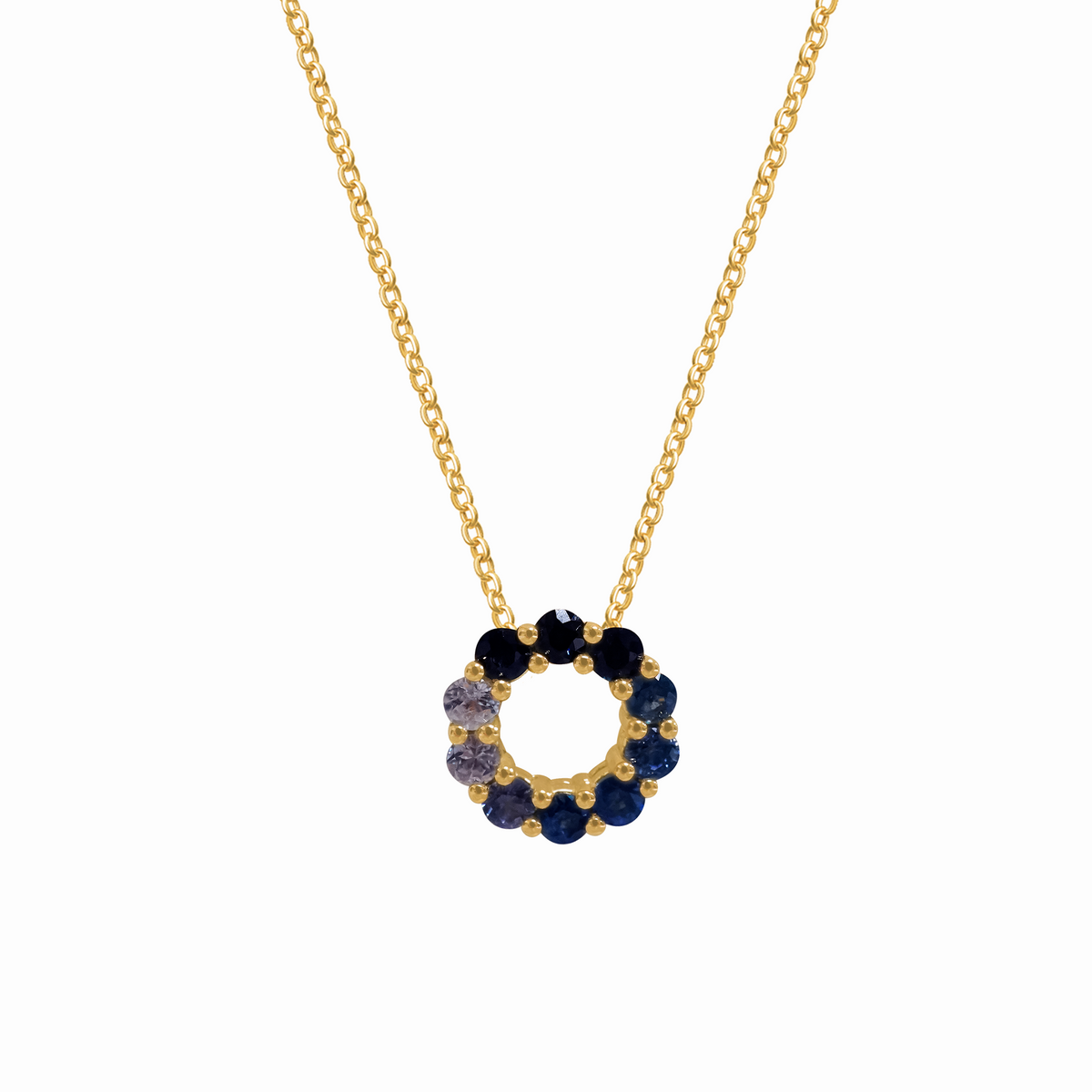 Collar oro amarillo con 18K calado con zafiros 0.50 ct