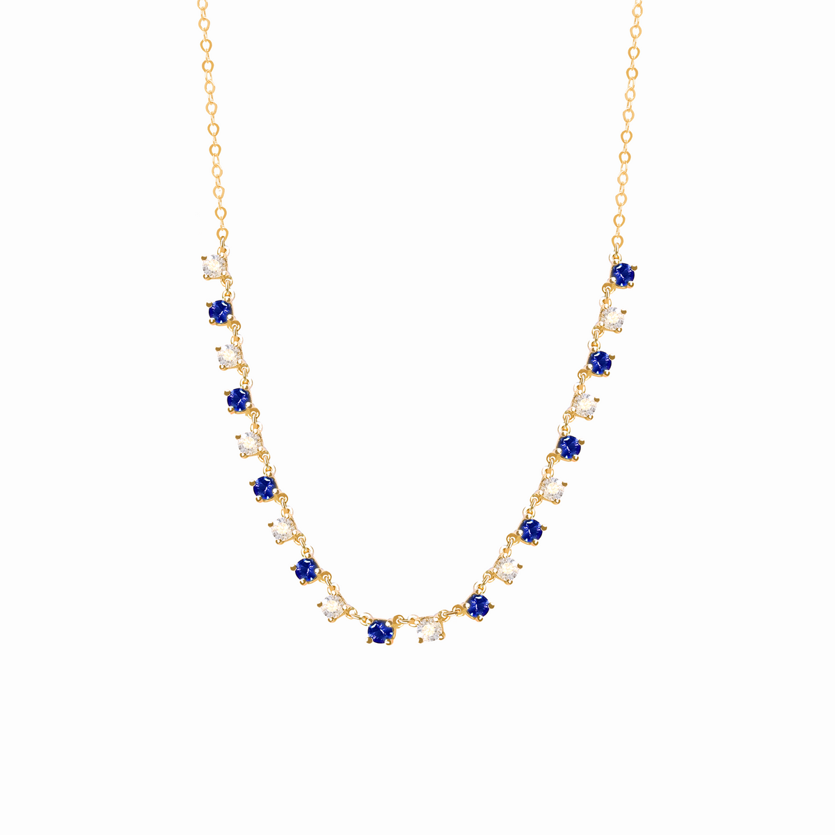 Collar en oro amarillo de 18K con diamantes y zafiros