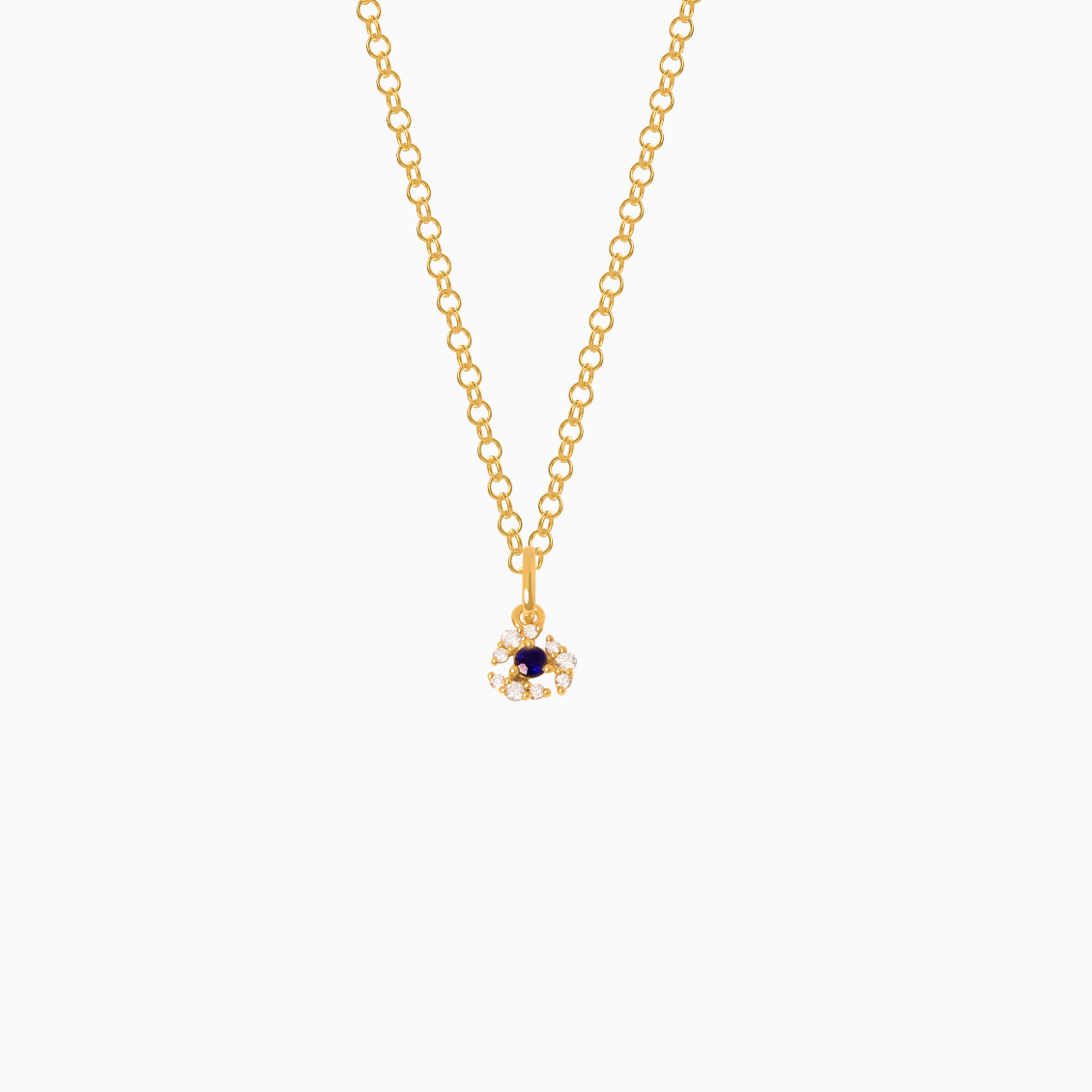 Dije Aurora en oro amarillo de 18K tipo flor con zafiro y brillantes