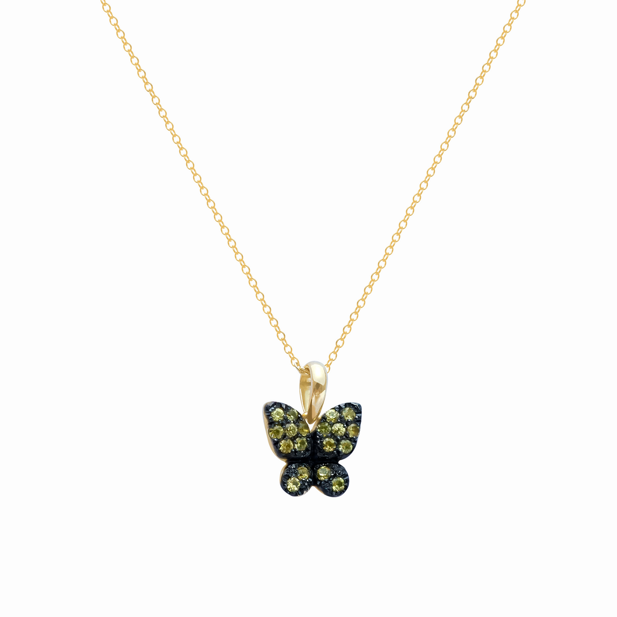 Dije en oro amarillo 18K con zafiros amarillos y rodio negro