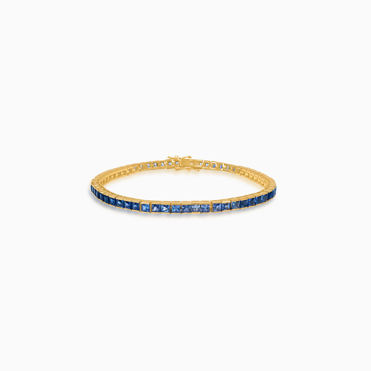 Pulsera oro amarillo de 18k tennis con zafiros