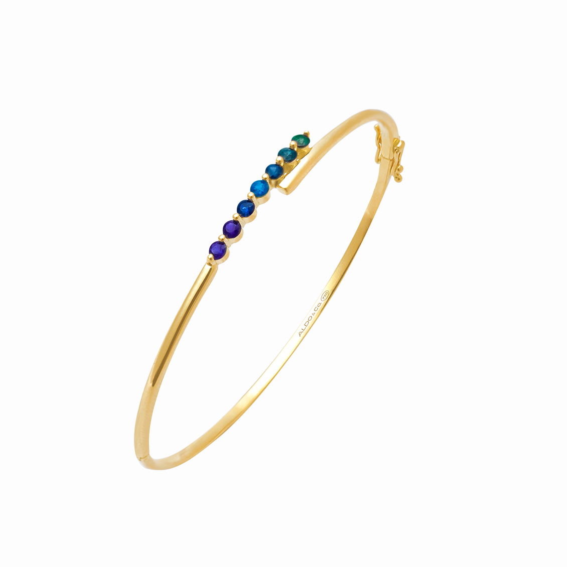 Pulsera en oro amarillo 18K con zafiros intercalados con uñas redondas