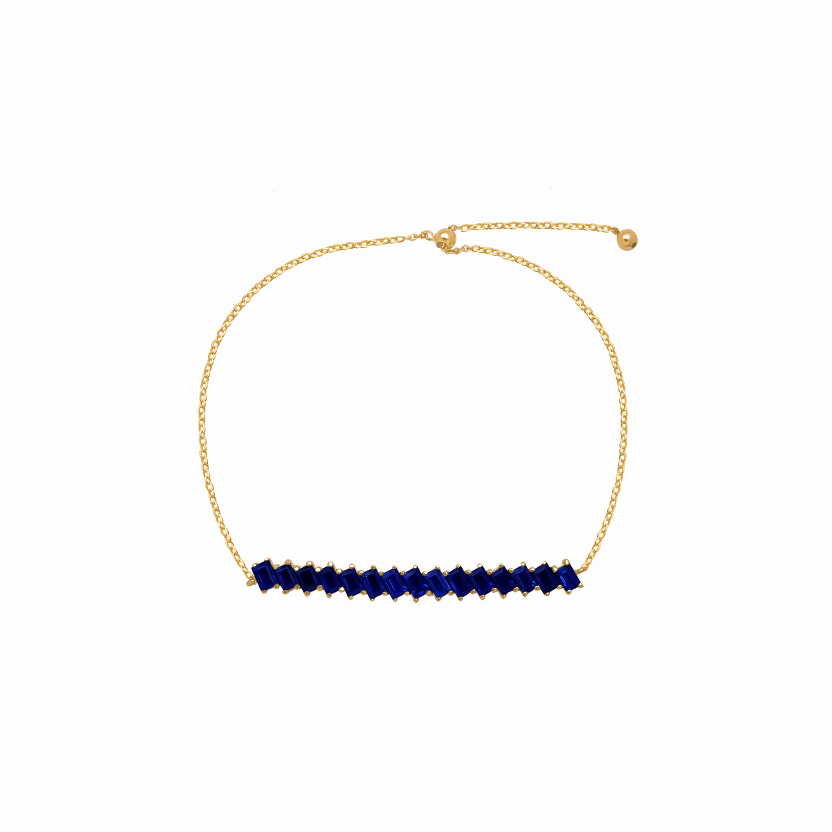 Pulsera en oro amarillo de 18K tennis con zafiros baguette
