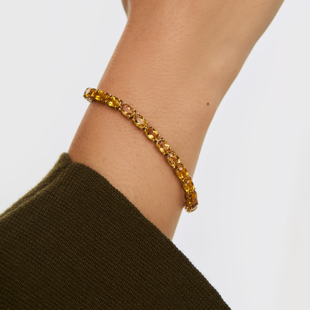 Pulsera oro amarillo de 18k tennis con citrino