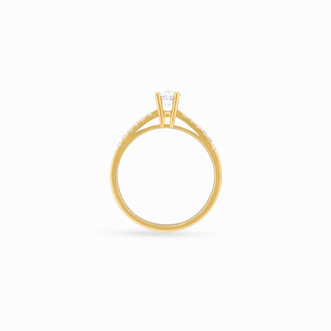 Anillo en oro amarillo de 18K solitario modelo emperatriz con brillantes
