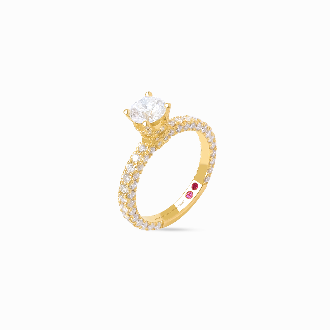 Anillo en oro amarillo 18K solitario modelo premium
