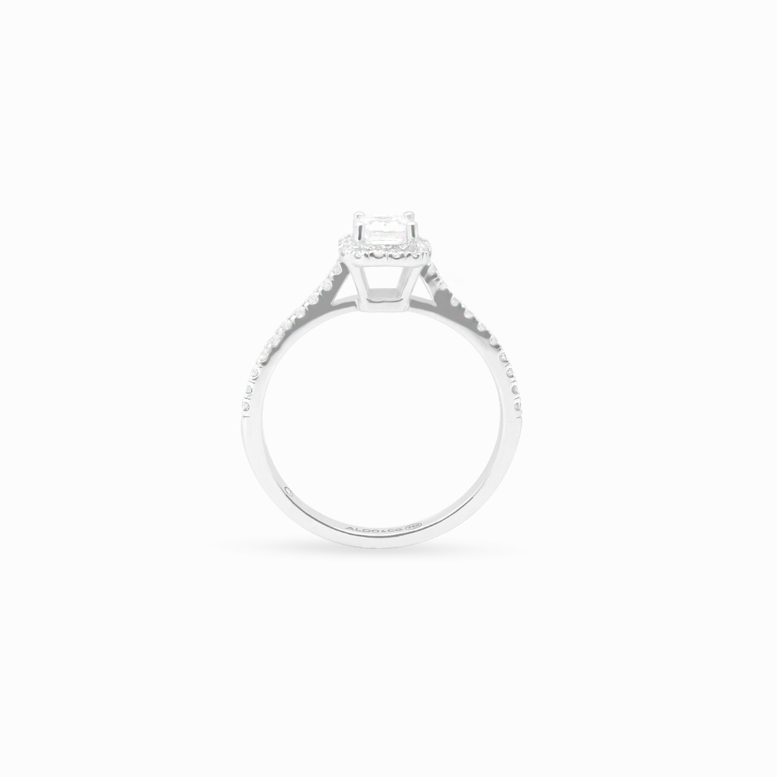 Anillo de compromiso en oro blanco 18k solitario modelo halo