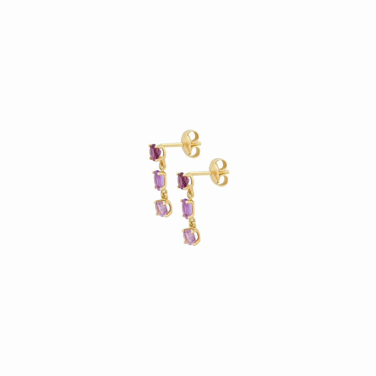 Aretes oro amarillo de 18K colgantes con amatistas
