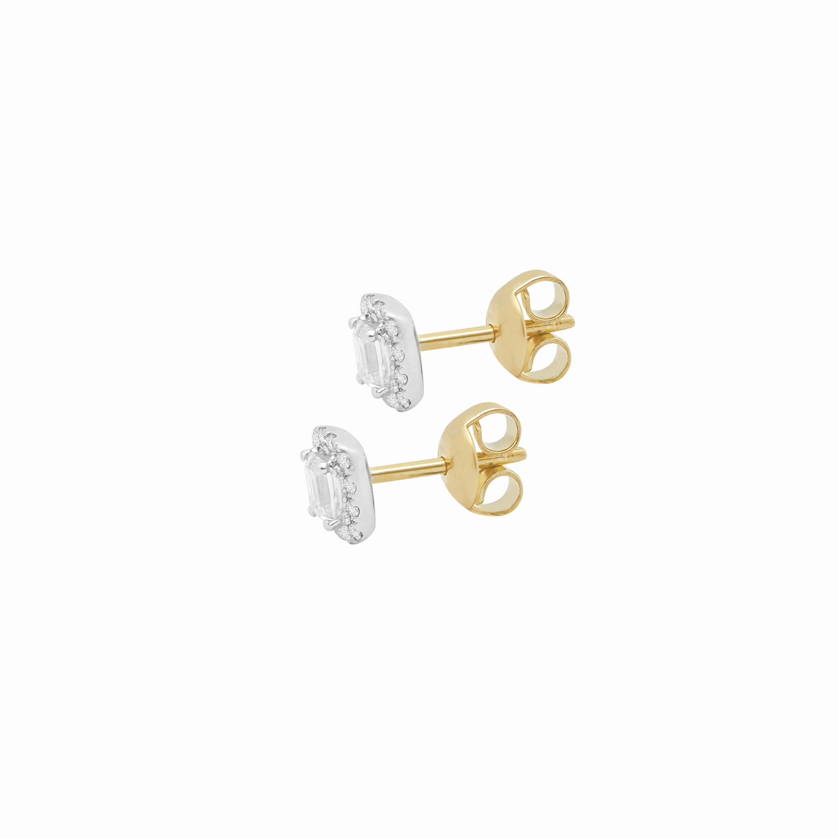 Aretes 2 oros de 18K con diamantes