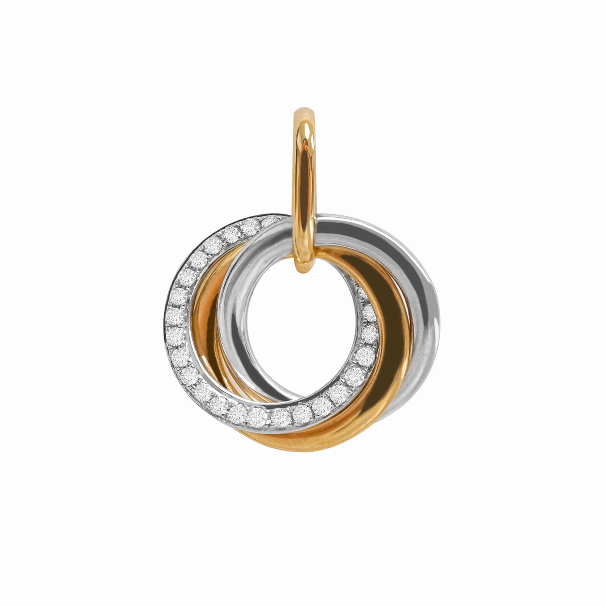Dije 2 oros de 18K con brillantes 0.21 ct