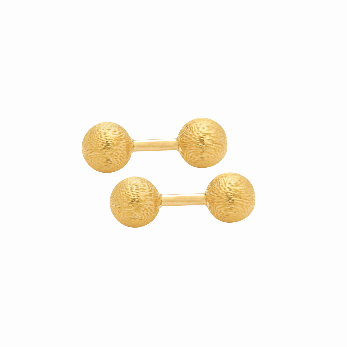 Gemelos en oro amarillo de 18K esferas diamantadas y rayadas