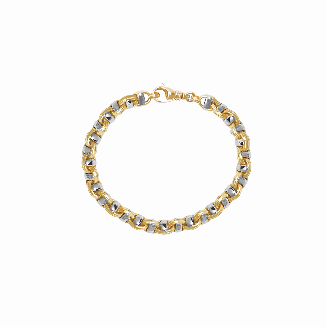 Pulsera dos oros 18K traversino grueso