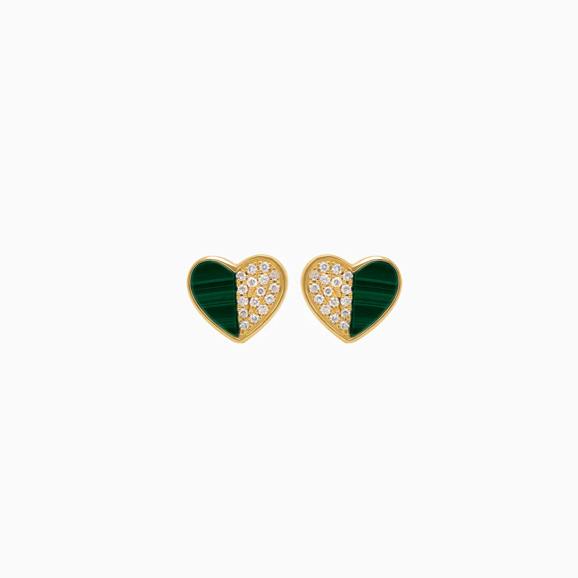 Aretes oro amarillo 18K con malaquita y brillantes