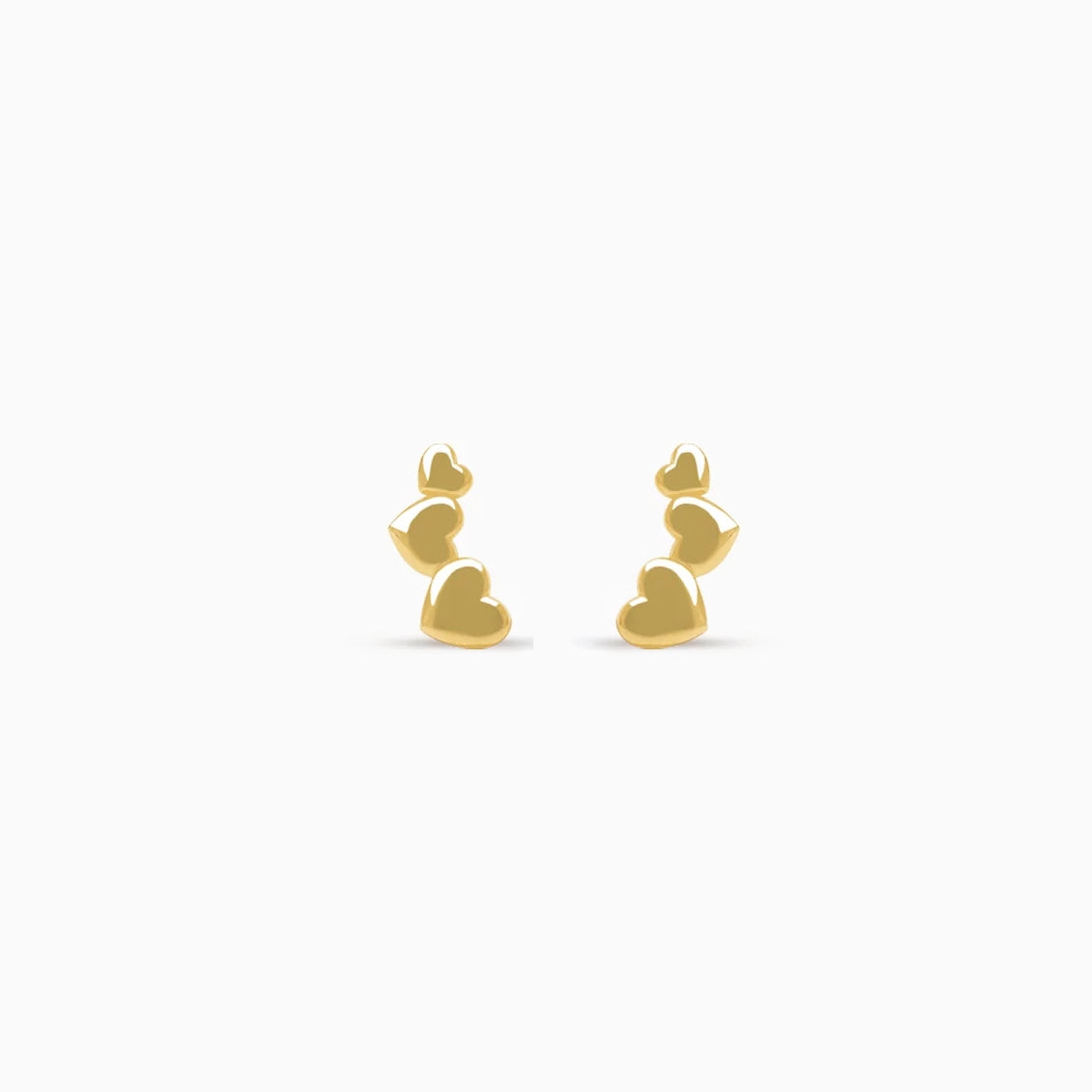 Aretes oro amarillo 18K corazones en degrade