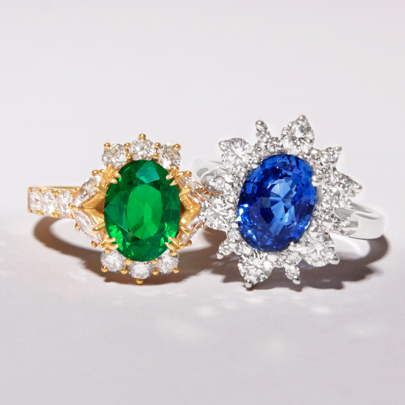 Anillos Lady Di con oro amarillo y Zafiro o Ceilán