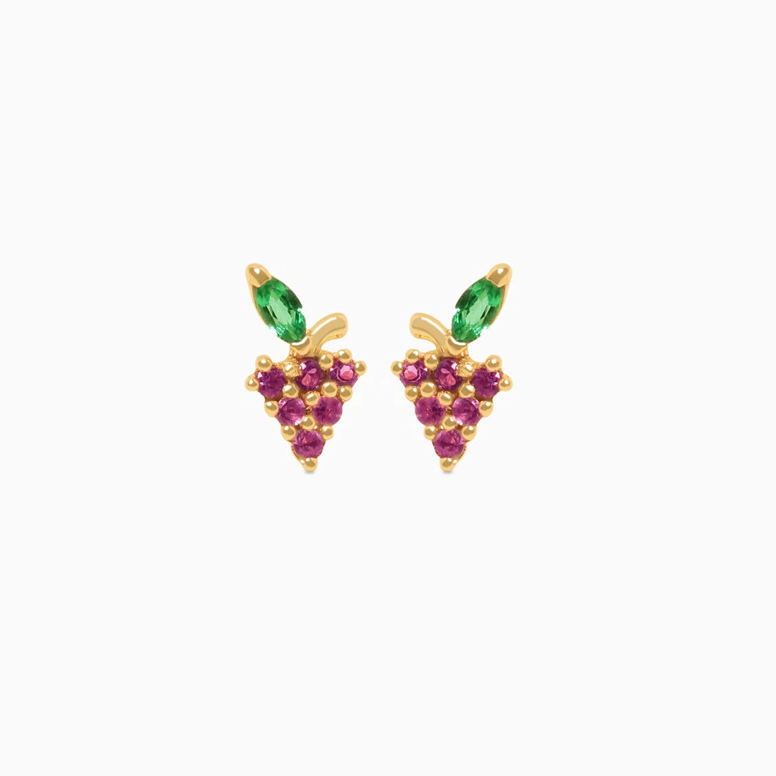 Aretes en oro amarillo de 18K uvas