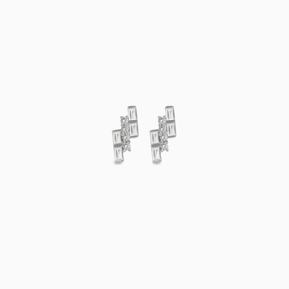 Aretes en oro blanco de 18K tetris con brillantes