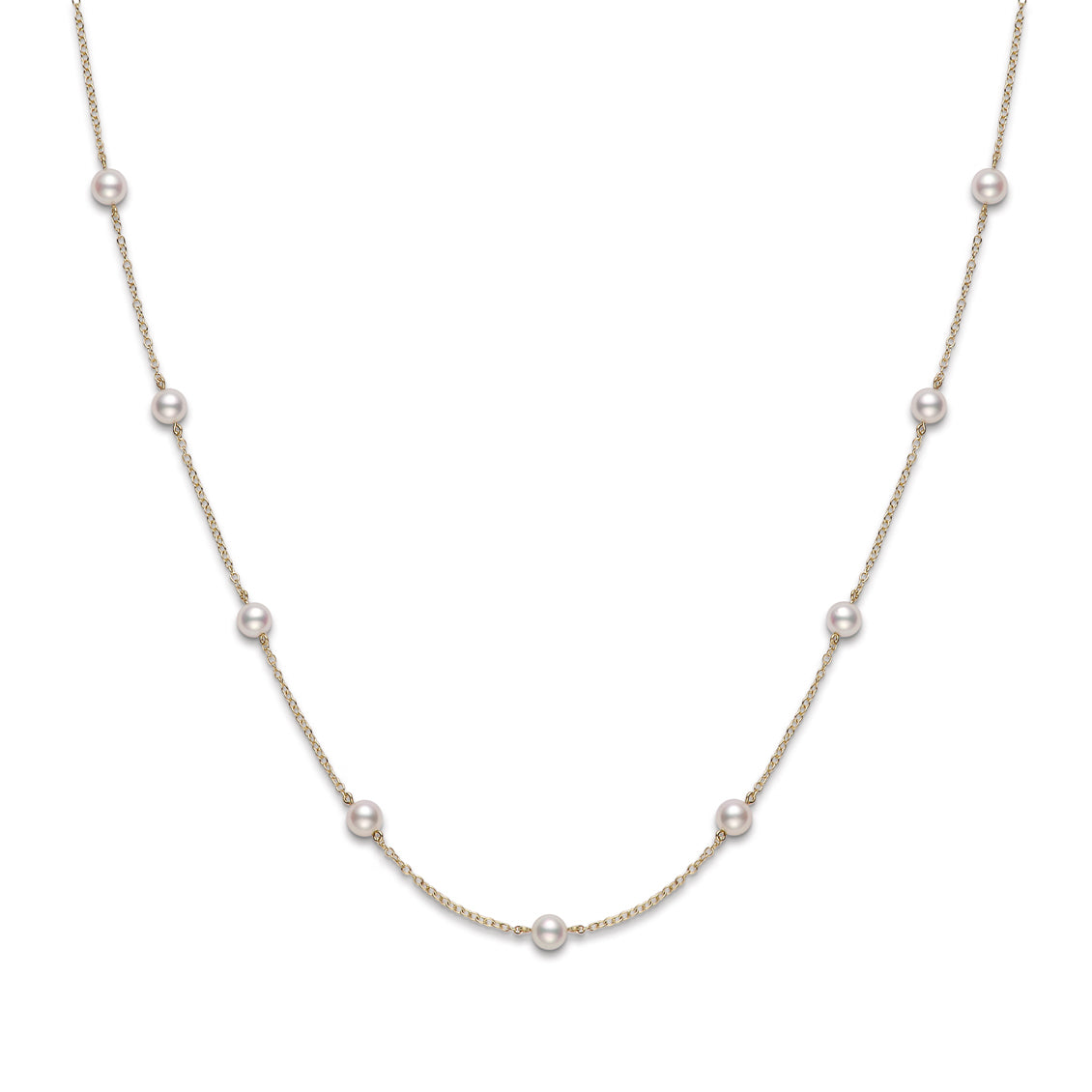 Collar Mikimoto en oro amarillo cadena con perlas