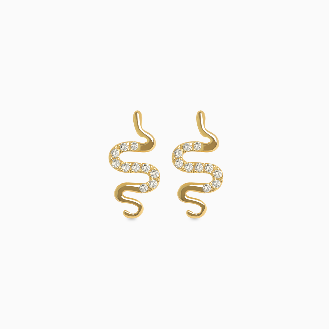 Aretes en oro amarillo de 18K serpiente con brillantes