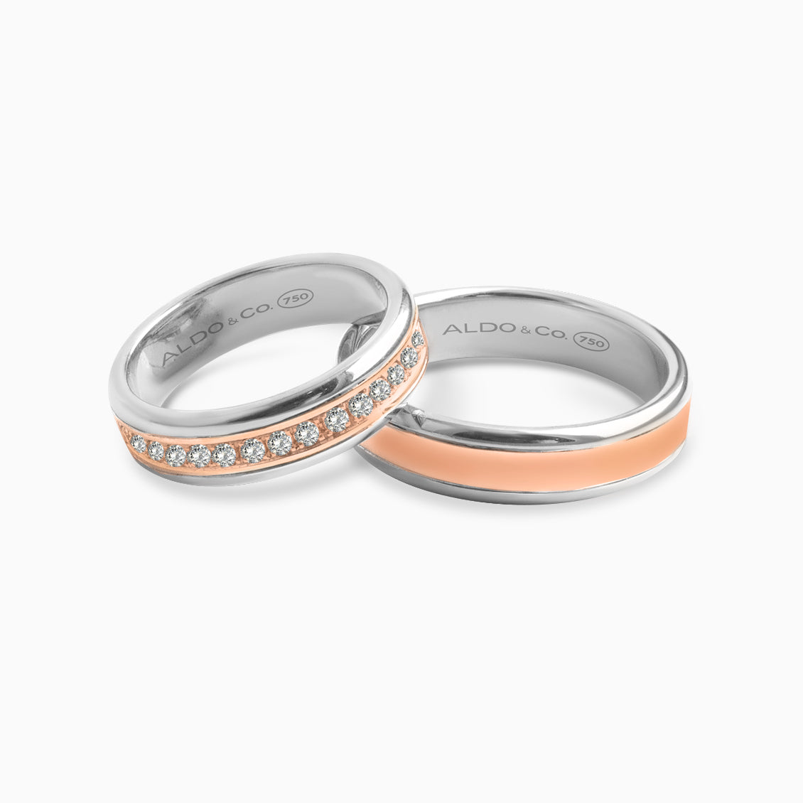 Alianzas en oros de 18K medio rivière con brillantes Aldo