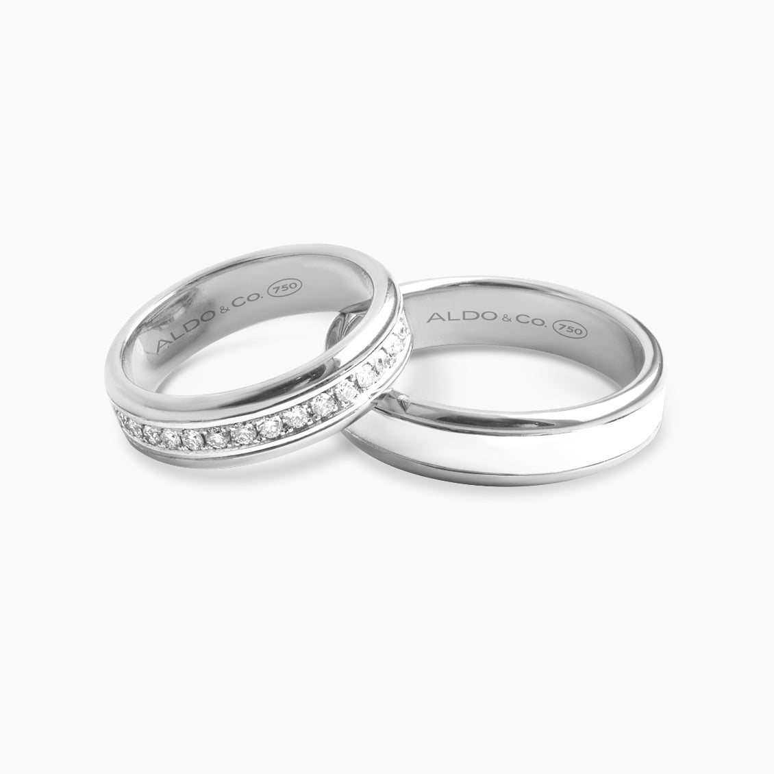 Alianzas en oro blanco de 18K con brillantes