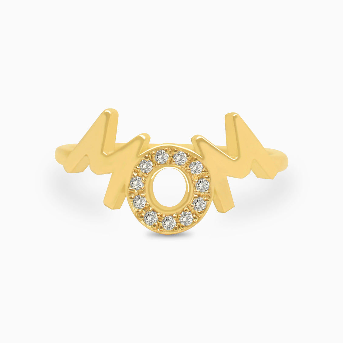 Anillo MOM en oro amarillo de 18K con brillantes