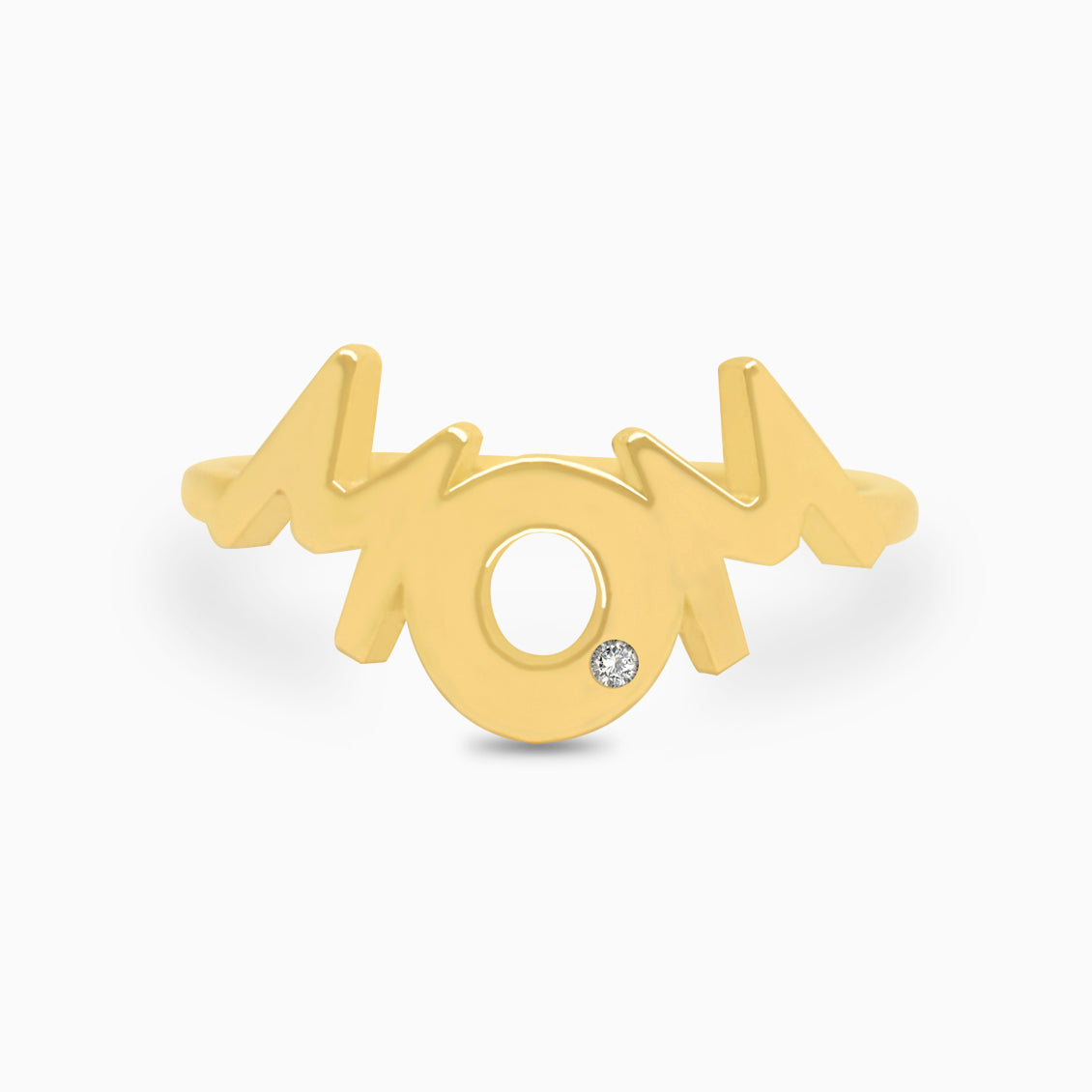 Anillo MOM en oro amarillo de 18K con un brillante