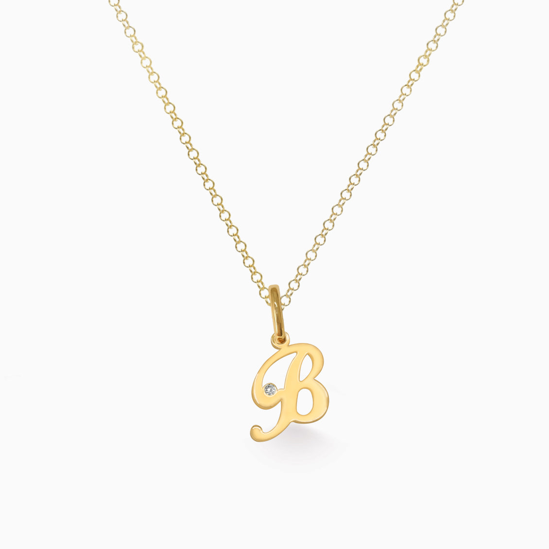 Dije en oro amarillo de 18K letra B