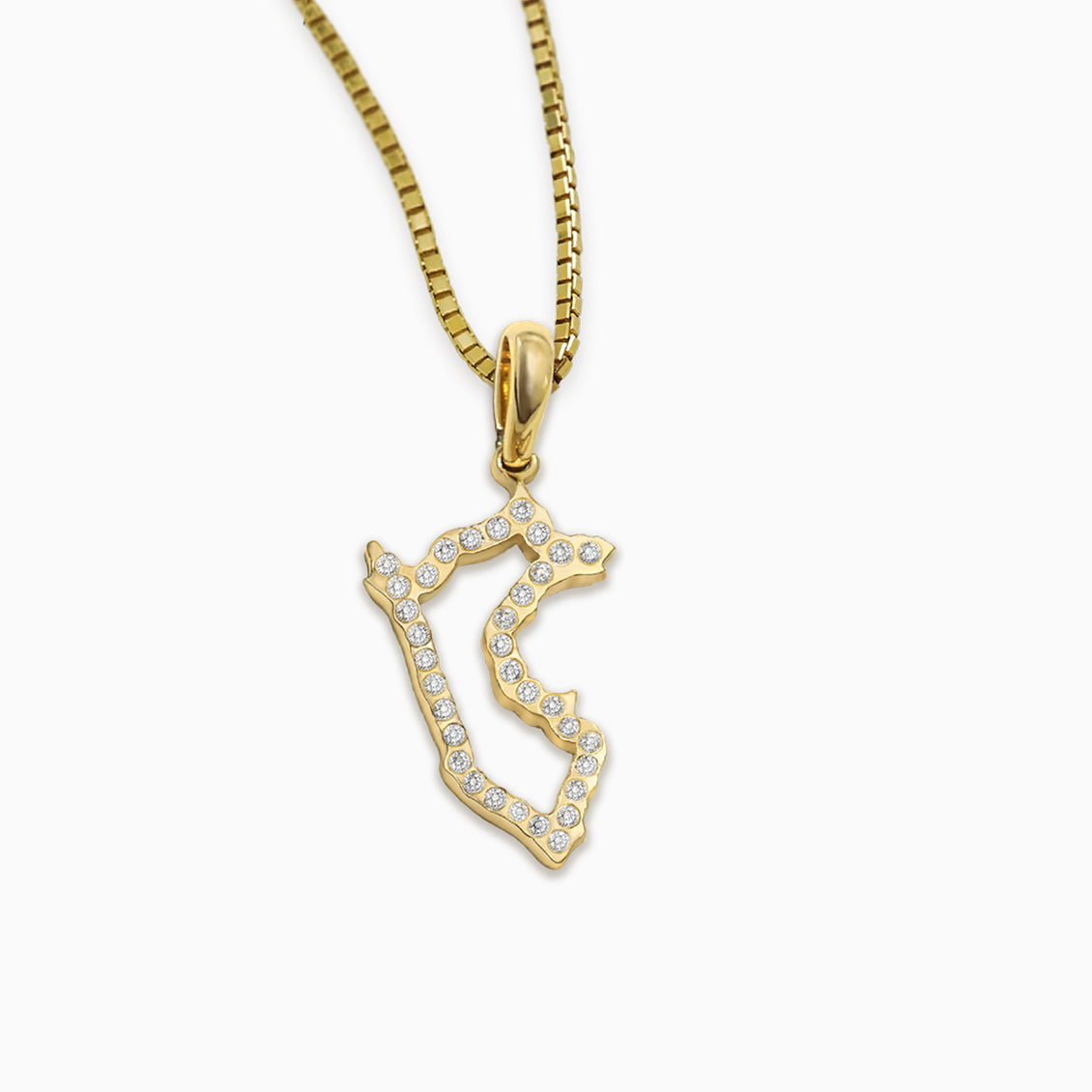 Dije I Love Perú en oro amarillo de 18K con brillantes