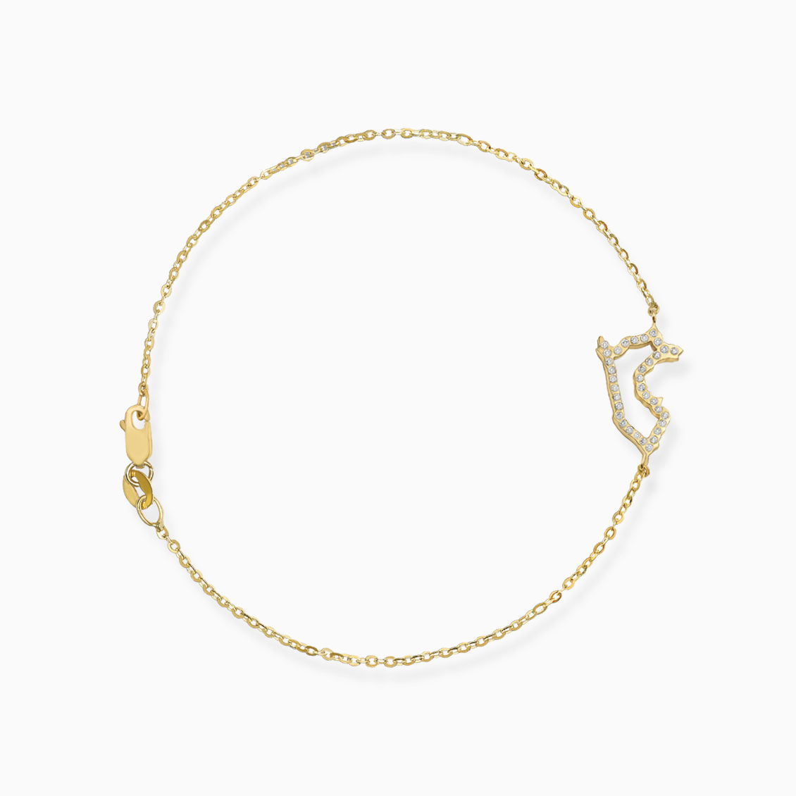 Pulsera I Love Perú en oro amarillo de 18K con brillantes