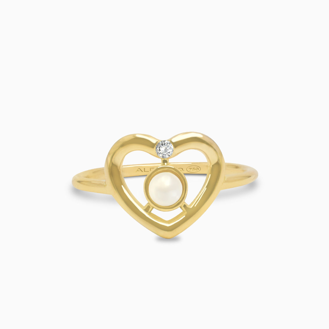 Anillo Pearl Love en oro amarillo de 18K