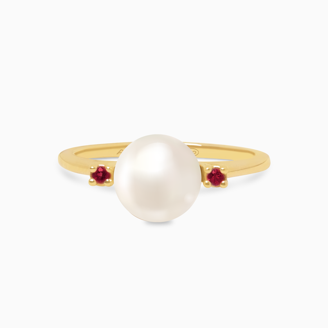 Anillo en oro amarillo de 18K perla con rubís