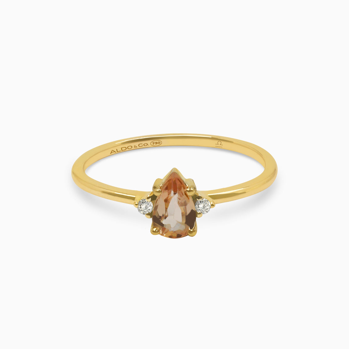 Anillo Zodiacal Libra en oro amarillo de 18K con citrino y brillantes