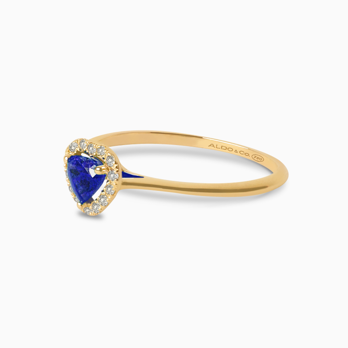 Anillo Amore en oro amarillo de 18K con zafiro corazón