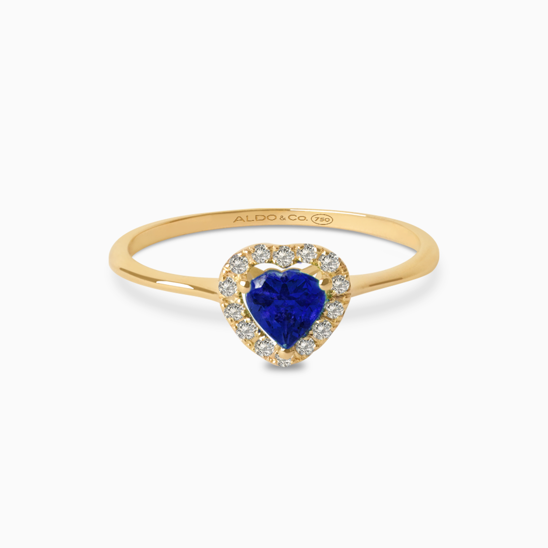 Anillo Amore en oro amarillo de 18K con zafiro corazón